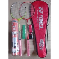 NEW!!! RAKET BADMINTON YONEX 2RAKET+2GRIP+1TAS+1SLOP KOK MURAH