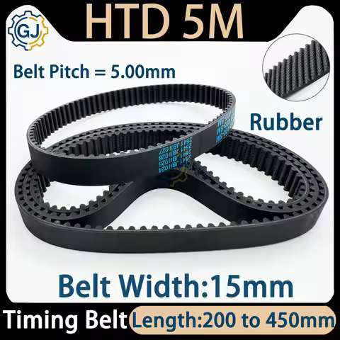 HTD 5M Timing Belt 200-5M 210-5M 225-5M 250-5M 300-5 365-5M 400-5M 450-5M Belt Width 15MM HTD5M Sync