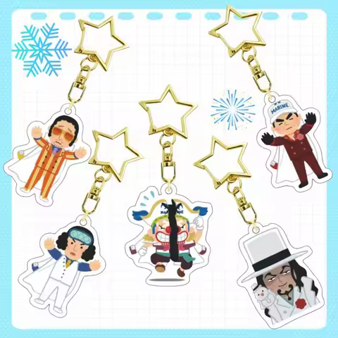 Anime Acrylic Keychain for One Piece Borsalino Sakazuki Kuzan Buggy Rob Lucci Cartoon Character Acry