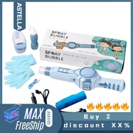 ASTELLA เครื่องเป่าฟองสบู่ไฟสีสันสดใสของเล่นเครื่องเป่าฟองชาร์จไฟได้สำหรับเด็กเครื่องเป่าฟองสบู่อัตโ