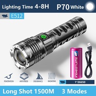 Smiling Shark E512 Mini Flashlight Led Torch Light XHP70 1000 High Lumens Super Bright 26650 USB Rec