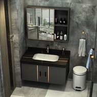 {SG stock} Black Bathroom cabinet with mirror vanity cabinet bathroom Cabinet Set (Top &amp; Bottom)