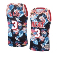 Jersey Heat WADE Jerseys Heat WADE Jerseys No. 3 WADE Embroidered Basketball Flower Fashion Version 