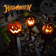 OKCATZONE Solar Halloween Pumpkin Light Skull Garden Stake Resin Spooky Creepy Solar Lawn Figure Dec