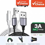 Quick Charge 3.03A Type-CUSB-A  Teknologi Quick Charge 3.0 Kabel Pengecasan Type-C 3A Jalinan Nylon 