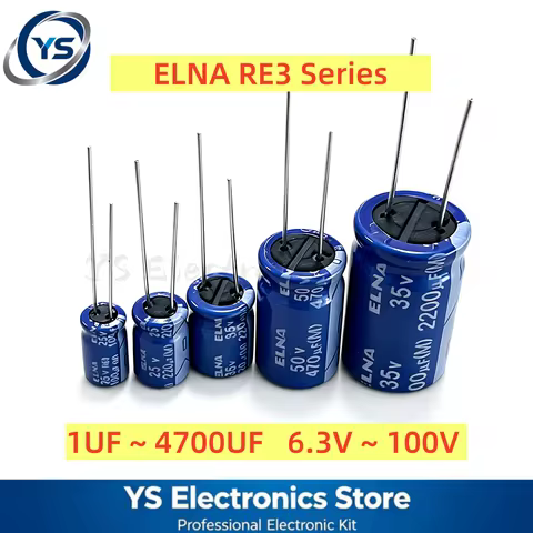 10-100pcs ELNA RE3 Series HiFi Audio Capacitor 6.3V 16V 25V 35V 50V 63V 100V 1UF~4700UF 100UF 220UF 