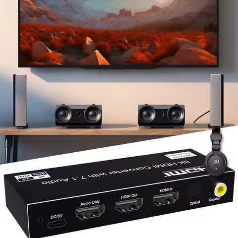 8K Converter with 7.1 Audio Extractor for HDMI Support 3.5mm R/L Optical Channel Dolby Atmos Laptop 