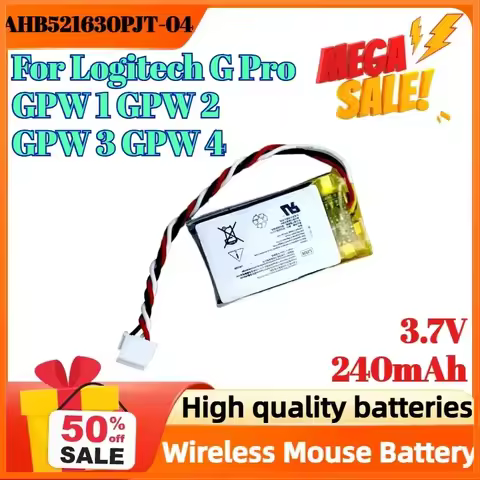 AHB521630PJT-04 3.7V 240mAh Digital Battery for Logitech G Pro GPW 1/2/3/4 Wireless Mouse Battery