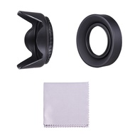67mm Lens Hood Set with Tulip Flower + Collapsible Rubber Cleaning Cloth Replacement for Canon EOS 7