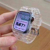 Clear Strap for Apple Watch Series 10 9 8 7 6 SE Smart Watch Strap and Case Soft Silicone Strap for 