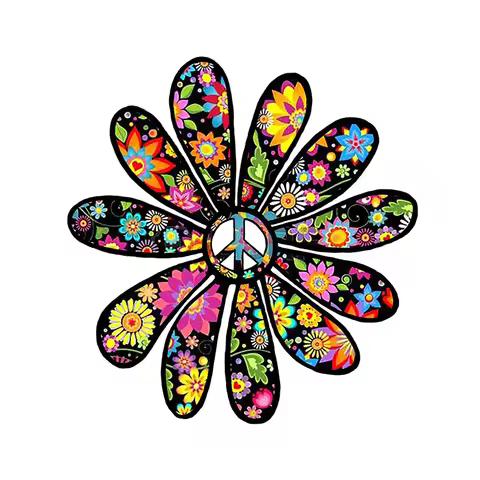 Jpct fun personality flower power peace decal for campers, bicycles, bumpers waterproof Vinyl Sticke
