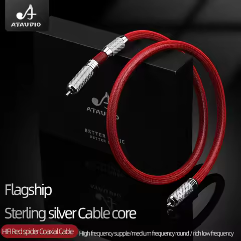 HIFI Pure Silver RCA Coaxial Audio Cable HiFi Pure Single Crystal Silver RCA75Ω Digital Coaxial Subw