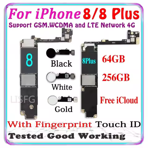 Fully Tested for IPhone 8 / 8 Plus Logic Board Motherboard With Touch ID Unlocked Mainboard Clean IC