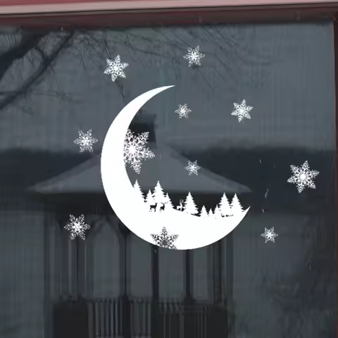 Snow Month Electrostatic Wall Sticker Window Glass Christmas DIY Stickers Home Decals Christmas Deco