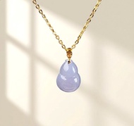 冰種紫羅蘭翡翠葫蘆項鍊 18K金墜頭 | 天然緬甸玉翡翠A貨 | 送禮