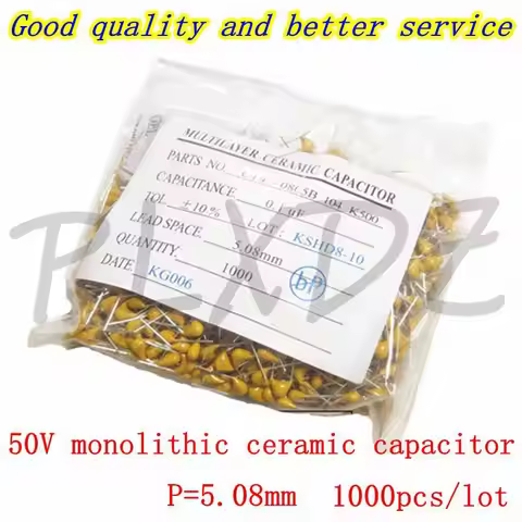 1000pcs 50V monolithic ceramic capacitor 10PF ~ 10UF 22PF 47NF 220NF 1NF 4.7UF 1UF 100NF 330NF 0.1UF