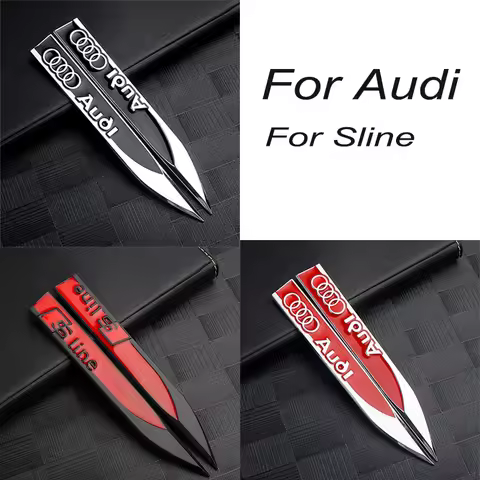 2PCS Car Left Right Wing Side Fender Decoration Sticker Sline Emblem Auto Accessories For Audi C7 A5
