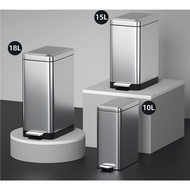 18L Stainless Steel Bathroom Office Trash Can Household Large-Capacity Kitchen Narrow-Slit Foot Bin 