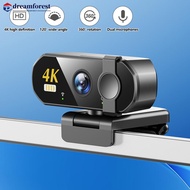 DREAMFOREST 4K HD USB Plug PlayWebcam for Laptop & Desktop Auto-Focus Streaming Camera for Online Cl