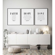 Modern Faith Hope Love Christian Decor 3 Piece Bible Verse Wall Art Scripture Quote Hebrews 11 Jerem