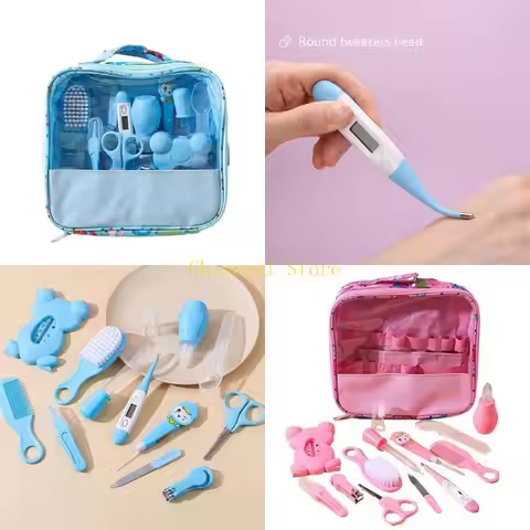E7CE 13-in-1 Portable Baby Grooming Infants Health Care Set Including Hair Comb Grooming Brush for N