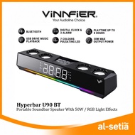 VINNFIER HYPERBAR U90 BT 50W SOUNDBAR BLUETOOTH SPEAKER WITH 50W | ALARM CLOCK | RGB LIGHT EFFECTS -