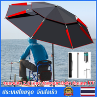 Sydneywind-ปรับได้360องศา ร่มตกปลา 2.6 เมตร ร่มตกปลาชิงลิว กันแดด UV/กันพายุฝน ร่มตกปลา 2 ชั้น อุปกร