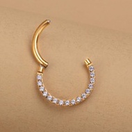 1pc Funky Stainless Steel Cubic Zirconia Decor Nose Ring For Women Men For Body Decoration