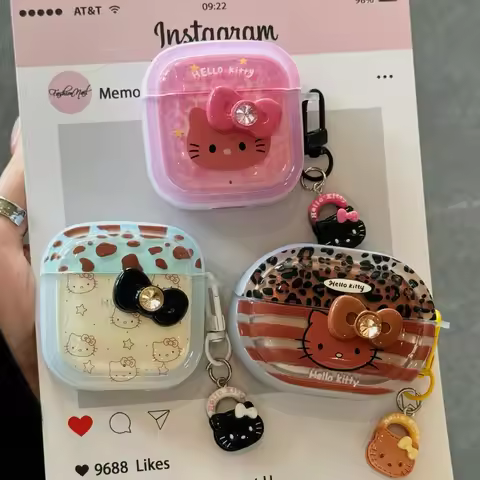 3D Bow Leopard Print HelloKitty Case For Huawei Freebuds 4i 5i 6i 5 6 Pro Se2 Se3 Pro2Plus Pro3 Pro4