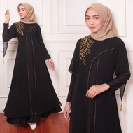 MF Store - COD - gamis hitam elegan dan mewah - Gamis Abaya Hitam Elegan dan Mewah - Abaya Dress Turki Simple Elegan - abaya wanita arab hitam