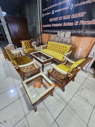 SOFA KURSI TAMU ALADIN KAYU JATI FINISHING MURAH MEJA KOPI UKIR MINIMALIS ANTIK MODERN KLASIK MURAH