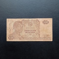 Uang Kertas Kuno Indonesia Rp 10 Rupiah 1968 Seri Sudirman TP10ct