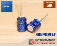 (10ตัว) [E-CAP] 470uF/6.3V B.P ELNA RBP2 10x13.5mm P=5mm