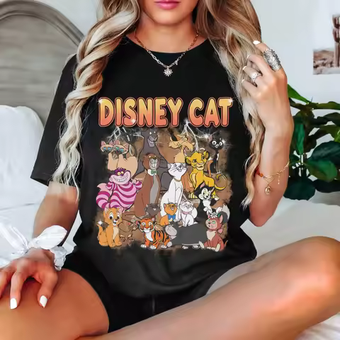 Cute Disney Cats Characters Shirt | Disney Marie Toulouse Berlioz Cheshire Lucifer Tigger Tshirt Lif