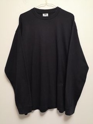 #包智能櫃 pro club men yezzy style washed black crew neck long sleeves tee t-shirt 男裝洗水黑色圓領長袖衫