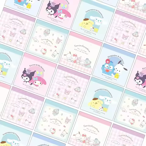 24pcs/lot Sanrio Kuromi Cinnamoroll Melody Kitty Memo Pad Creative N Times Stationery Label Notepad 