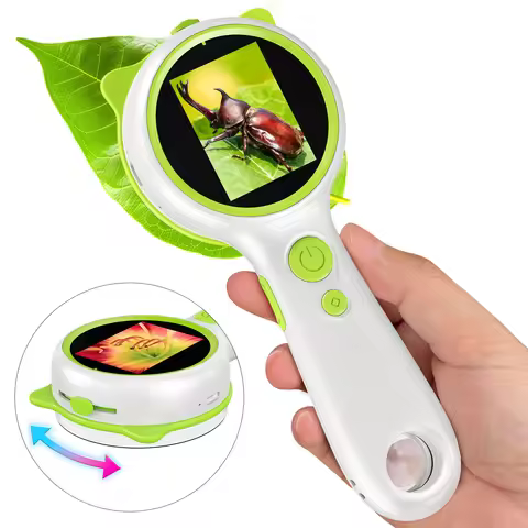 2 in 1 Handheld Digital Microscope & Camera with 2inch IPS Screen 1000X Microscope with Lights Gift 