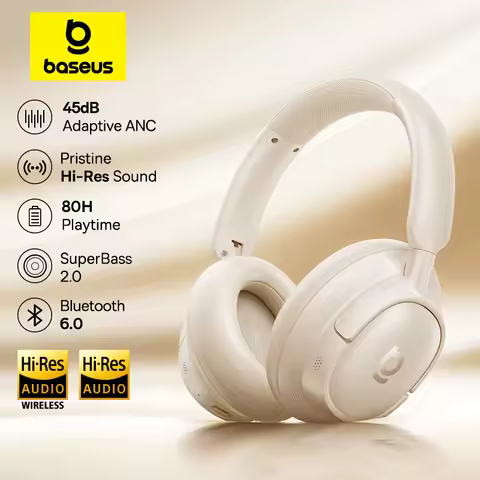 Baseus Bass EH10 NC Wireless Headphones Bluetooth 6.0 Noise Canceling 45dB Over Ear HeadsetSpatial A