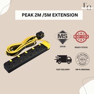 【Sirim Approved】Peak 2M / 5M 13A 2gang / 3gang/ 4gang/ 5gang Extension Socket with Surge Protector