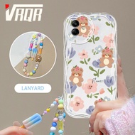 VRQR Dây buộc Kem + Hoa Vỏ điện thoại gợn kem cho Samsung Galaxy A06 A05 M05 F05 A03