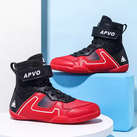 TaoBo Mid Cut Little Boy Girl Boxing Boots Small Size 31-38 Youth Durable Wrestling Sambo Sneakers H