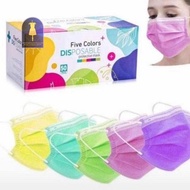 Masker 3ply warna warni disposable face mask masker medis 3 ply 1 Box