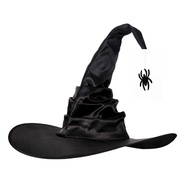 New Halloween Pleated Witch Hat Party Witch Hat Black Oxford Cloth Witch Hat Makeup Props