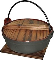 JapanBargain, Hot Pot Shabu Shabu Pot Nabe Sukiyaki Pot with Lid Cast Iron Noodle Pot Japanese Cooking Pot, 11 inch