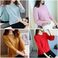 ENO Korean Knitted Sweater Loose Top Labuh Knitted Shirt Borong Baju Bundle Japanese Top Peplum Blouse Labuh