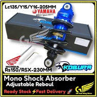 KOBURA LC135 Y15 RS150 RSX150 205 MM 230 MM ADJUSTABLE &amp; REBOUL MONOSHOCK -BLUE/BLACK ABSORBER