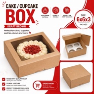 (10,20pcs) 6x6x3 Small Cupcake Box/Pastry/Cake Box Preformed Kraft Brown