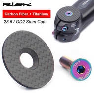 RISK Carbon Fiber Bicycle Headset Stem Top Cap With Screws For 28.6/31.8 Steerer Fork Tub