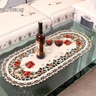 1Pc Oval Pastoral Embroidered Fabric Table Cloth Chair Cover Tablecloth