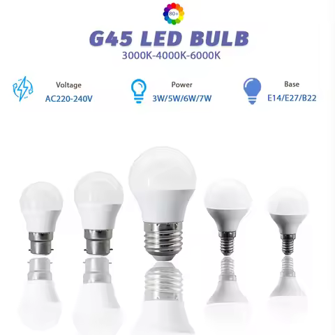 1-12Pack G45 E14 E27 B22 LED Bulb 3W 5W 6W 7W AC220V-240V Eco-Friendly Mini Bulb Non-Flicker 3000K 4